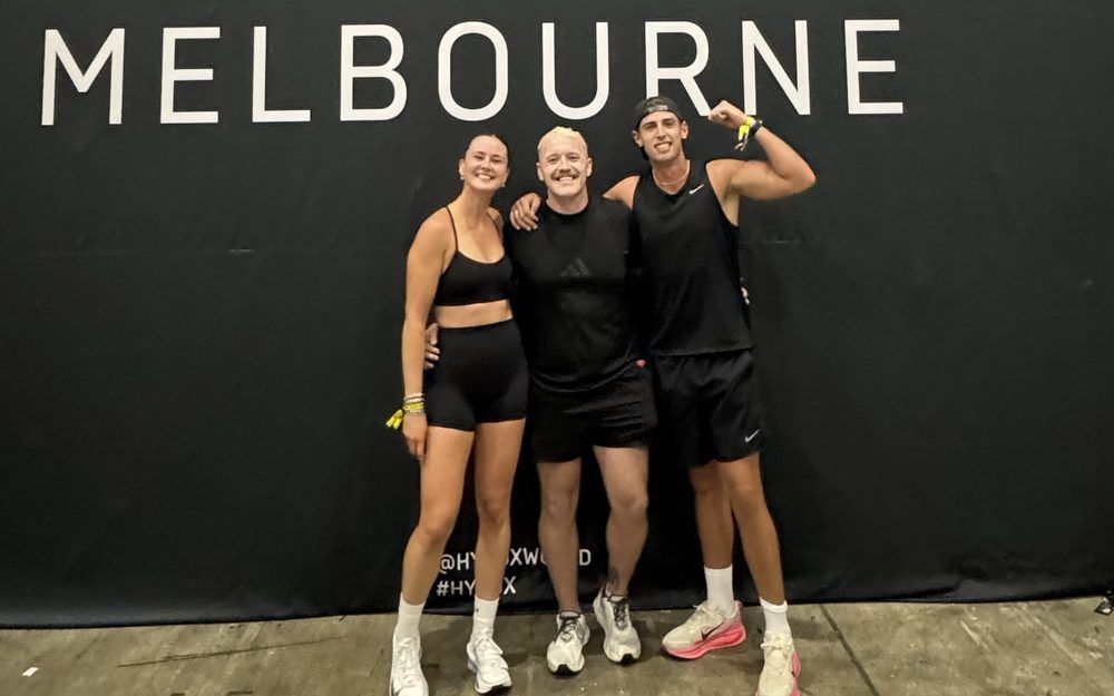 Dan with clients Caragh and Aaron after their mixed doubles at HYROX Melbourne